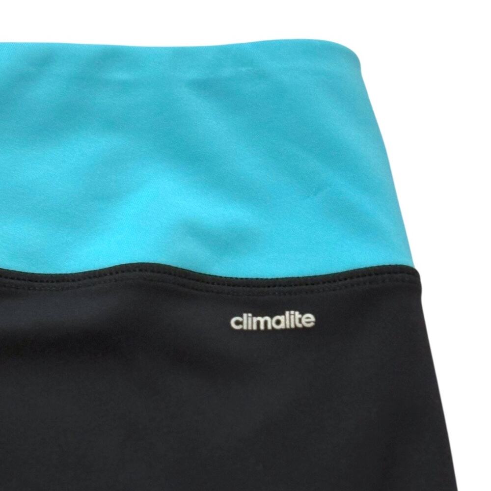 Adidas Cropped Athletic Pants - Medium - Black & Teal - Yoga Gym Active Leggings - Picture 7 of 11